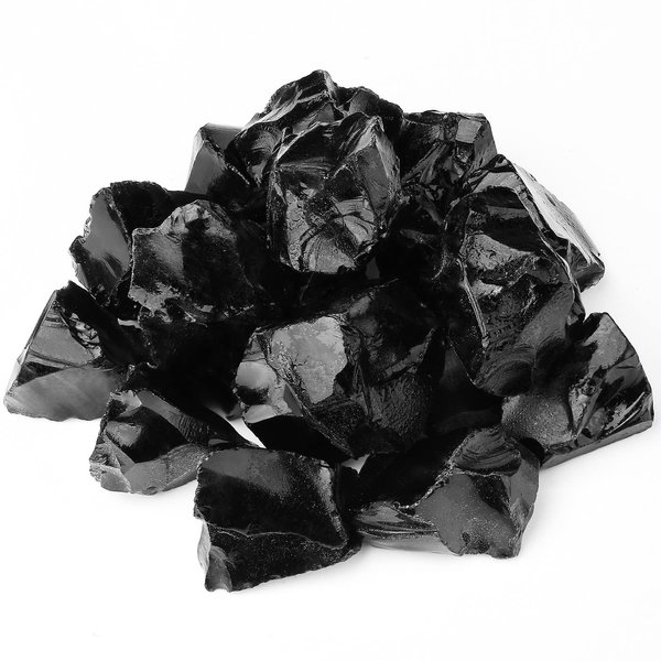 DUQGUHO Black Obsidian Natural Crystal Quartz Bulk 1" Raw Rough Healing Crystal Stones Reiki Crystal Stone Tumbling Cabbing Fountain Rocks Polishing Cutting Gemstone 200g