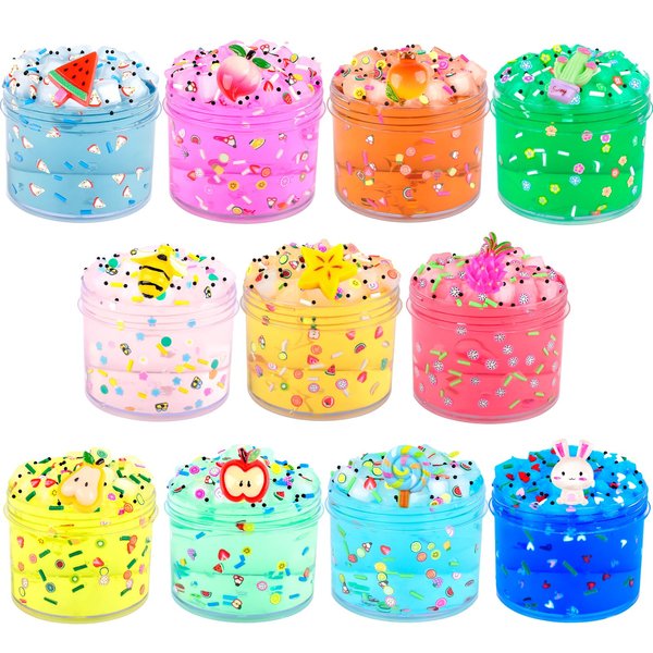 Yaobilei 11 Pack Clear Slime kit, Soft and Glossy Crystal Slime Pack, Jelly Cube Slime for Girls Ages 8-12,Birthday Party Favor for Kids