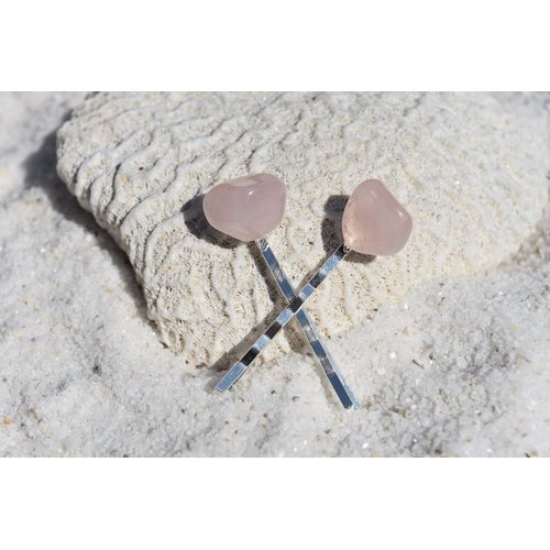 Rose Quartz Stone Hair Pins (Quantity of 2)