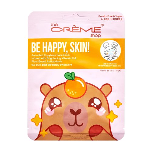 The Crème Shop Capybara Be Happy, Skin! Sheet Mask, Paraben-Free, Sulfate-Free & Cruelty-Free Korean Face Mask, Face Sheet Mask (Set of 3)