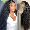 Laritaiya HD Transparent Deep Wave Lace Front Wigs Human Hair 24inch 13x4 Lace Front Wigs for Black Women 180 Density Pre Plucked Natural Hairline Water Curly Human Hair Wigs with Baby Hair