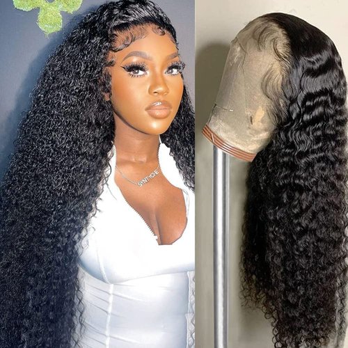 Laritaiya HD Transparent Deep Wave Lace Front Wigs Human Hair 24inch 13x4 Lace Front Wigs for Black Women 180 Density Pre Plucked Natural Hairline Water Curly Human Hair Wigs with Baby Hair