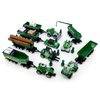 Kid's Farm Toys Tractor Trailer Trucks Vehicle Playset Grain Loader Forklift Pickup Tow Truck Towing Water Tank Log Transport, 12 Pieces Die Cast Farming Toy Vehicles Model Car, Boys Toy Gifts, green