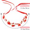 AEVBSOY 2 Pcs Wedding Hair Accessories for Girls Flower Wreath Headpieces Floral Pearl Hair Dress Crown Hair Flower Vine Headband for Flower Girls Bridal Wedding Hair Band, White, Red