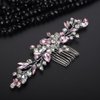 Teyglen Bride Crystal Wedding Hair Comb Pink Rhinestone Bridal Side Comb Wedding Hair Accessories Teardrop Pink Crystal Hair Piece Rhinestone Headpiece for Women Bride Girls (Pink)