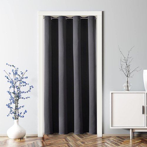 ChrisDowa Blackout Curtains for Doorways and Closets, Thermal Insulated Temporary Room Dividers (1 Panel, Dark Grey, 34 x 80 Inch)