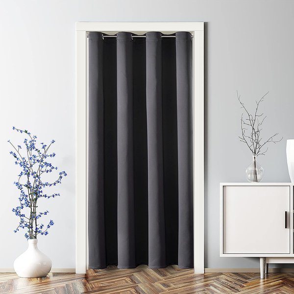 ChrisDowa Blackout Curtains for Doorways and Closets, Thermal Insulated Temporary Room Dividers (1 Panel, Dark Grey, 34 x 80 Inch)