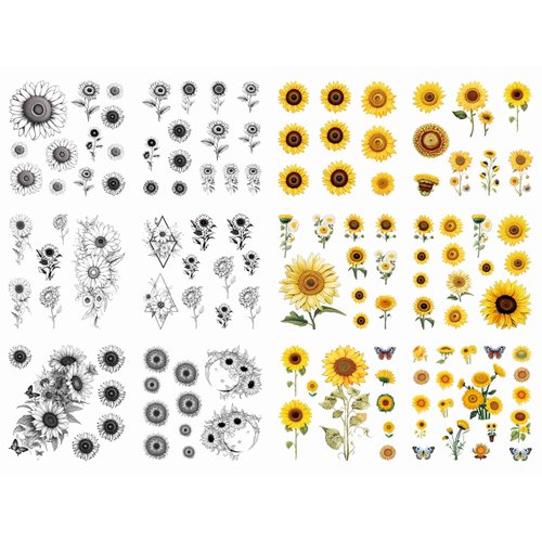 Dopetattoo Sunflower Temporary Tattoo Realistic Sunflowers Fake tattoos for Women Girls Adults
