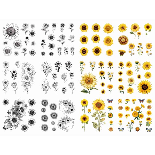 Dopetattoo Sunflower Temporary Tattoo Realistic Sunflowers Fake tattoos for Women Girls Adults