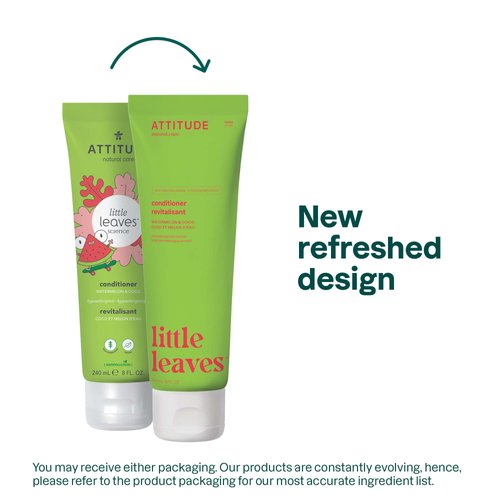 ATTITUDE Natural Conditioner for Kids, Hypoallergenic, Vegan, Plant- and Mineral-Based, Vegan and Cruelty-free, Watermelon & Coco, 8 Fl Oz