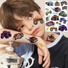 61+ PCS Monster Truck Temporary Tattoos For Kids Boys Girls, Groovy Flash Glitter Silver Metallic Fake Tattoo Sticker, Cartoon Racing Car Flames Trophy Face Tattoo Party Supplies Goodie Bags Stuffers