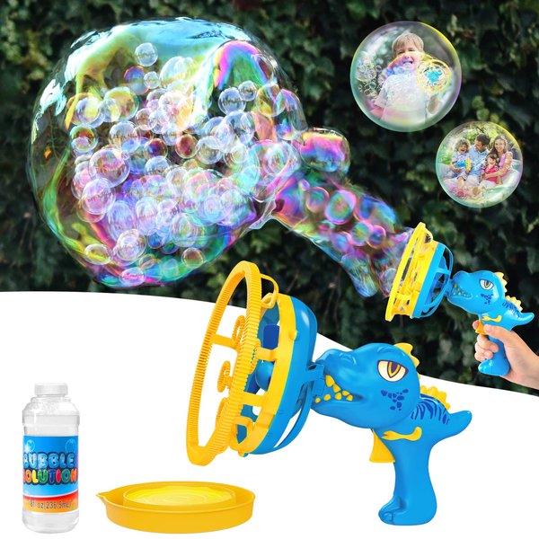 Bubble Gun Bubble Machine for Toddlers,Dinosaur Bubble Blower Toy for Kids,Bubble in Bubble Gun,Summer Party Favors Outdoor Toys,Birthday Gift for 3 4 5 6 7 8 9 10 Years Old Boys and Girls