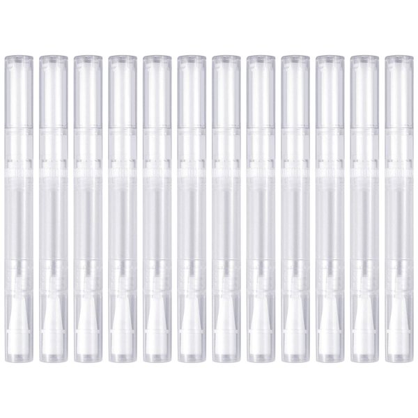 12 Pack 3 Ml Transparent Twist Pens Empty Nail Oil Pen Brush, Cuticle Oil Pen Cosmetic Lip Gloss Container Applicators