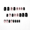 Foccna Black Square Press on Nails Snake Women's French False/Fake Nails Tips Medium Glossy Daily Wear Artificail Nails for Nail Art Manicure Decoration