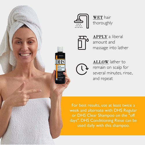 DHS Person & Covey, Inc Coal Tar Shampoo - Anti Dandruff Shampoo for Men & Women, Psoriasis Shampoo & Dandruff Hair Care for Itchy Scalp, Unscented Seborrheic Dermatitis Shampoo - 8 Fl Oz, Pack of 3