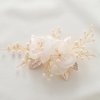 SWEETV Wedding Hair Accessories for Bride, Flower Hair Clip Pearl Princess Headpiece Elegant Bridal Hair Comb Flower Girl Hair Jewelry Hair Pieces for Bride Bridesmaid Women Girl Party Prom Gift