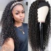 Auflaund Synthetic Headband Wig Deep Wave Hair Band Curly Black Wigs for African American Black Women Natural Deep Twist Glueless Wig with Headbands 24 Inch