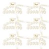 DEEKA Bridesmaid Proposal Gifts 6 Pack Pearl Bridesmaid Hair Claw Clips with Ribbon 3 Inch Hair Clips Bachelorette Party Favors Bridal Party Present Hair Accessories (Half Circle)