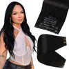 Full Shine Seamless Clip In Hair Extensions Human Hair Black Extensions Jet Black Clip In Hair Extensions Invisible Clip In Hair Extensions 12 Inch Real Human Hair For Short Hair 8 Pcs 80Grams