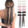 Silky Satin Big Bow Hair Barrette for Women Girls Ribbon Big Hair Bow Clips Bowknot Hair Clips with Long Tail Hair Barrettes with Bow (Pink*2/Beige*2/Black*2(Long tail))