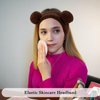 Ondder 2Pcs Bear Ears Headband, Coffee & White, Soft Spa Hair Band for Washing Face, Facial Skincare, Makeup, Yoga, Exercise, Party, Women