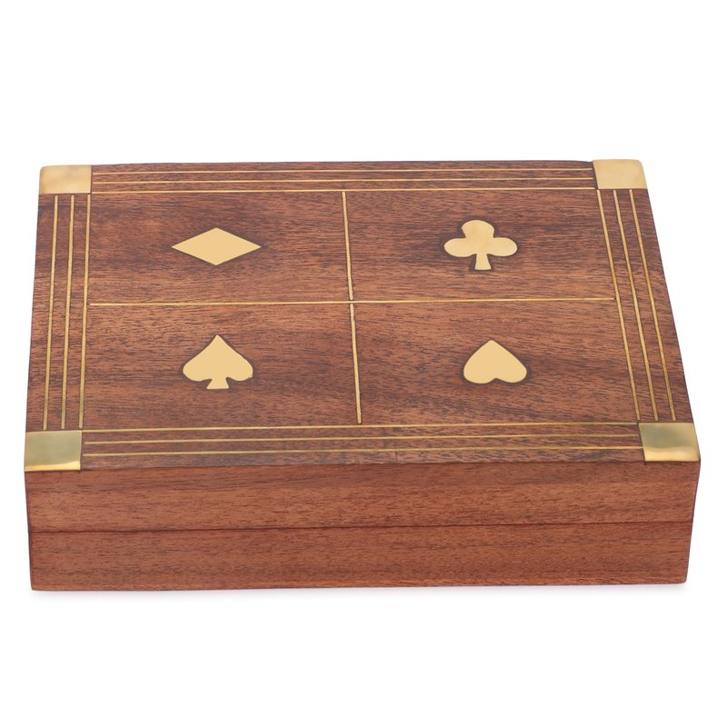 Ajuny Handcrafted Decorative Wooden Double Deck Playing Card Box Holder ...