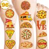 8 Sheets 97 PCS Pizza Temporary Tattoos Pizza Party Decorations Favors Supplies Fast Food Theme Birthday Decor Cute Tattoo Stickers Christmas Gifts for Boys Girls Kids Classroom School Prizes Carnival