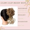 Claw Clip Messy Bun Hair Piece Tousled Updo Hair Buns Extension Elastic Hair Band Hair Pieces Curly Hair Bun Scrunchie For Women (Brown Mix Blonde)