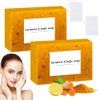 COLOTTE Lemon Turmeric Kojic Soap,Natural Handmade Soap,Turmeric Soap Bar for Face and Body, Smooth Skin Tumeric Soap,Deep Cleansing Soap for Men & Women (2PCS)