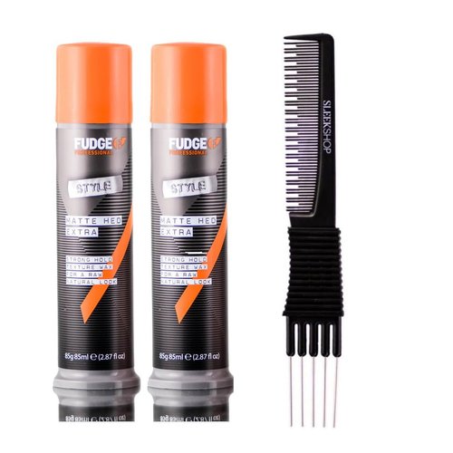yper Fudge Matte Hed Extra Style Strong Hold Texture Wax (2.87 oz) with Teasing Comb Pack of 2