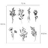 Medium Black Flower Temporary Tattoos - Realistic Long Lasting Waterproof Tattoos - Floral Bouquet Wild Plants and Branch Tattoos for Women and Men