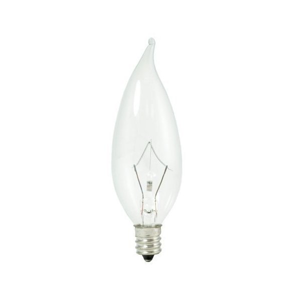 Bulbrite KR25CFC/32-25W Krystal Touch Flame Tip Chandelier Bulb, CA10, Candelabra Base - 6 Pack
