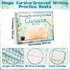 gisgfim 4 Pack Grooved Cursive Handwriting Workbook Kit Magic Reusable Grooved Handwriting Practice with Disappearing Ink Pens Cursive Kickoff Student Workbook for Kids Words Letters Sentences Reading