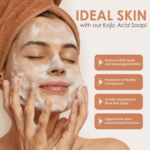 SimpleField Turmeric Kojic Acid Soap - Reduce Dark Spots and Hyperpigmentation. Natural Oils with Vitamin C, Retinol and Vitamin E - Gentle & Moisturizing for Face and Body (2 Pack)