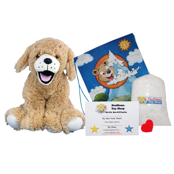 Make Your Own Stuffed Animal 16" "Goldie The Lab/Retriever - No Sew - Kit with Cute Backpack!