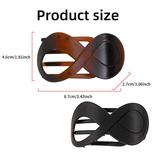 2 PCS French Flat Hair Clips, Curved Hair Claw Alligator Hair Clips for Women, No Slip Grip Strong Hold Thick Hair Banana Barrettes for Women Hair Style