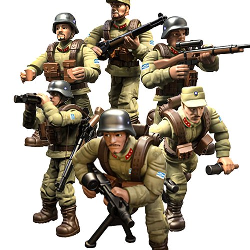 MEIEST 6 PCS Mini WWII Soldier Military Action Figures, Army Model Building Block Toys with Multiple Military Weapons Accessories,Party Favors Set for Kids (CN Army)