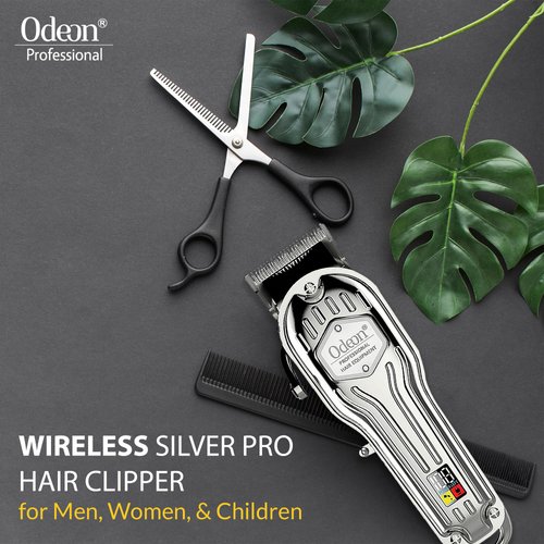 Odeon Silver Pro Hair Clippers, for Men, Women, & Children