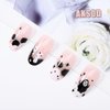 Aksod Ghost Press on Nails Short Glossy Virus Fake Nails Almond Cartoon Designed False Nails Tips Full Cover Cute Halloween Easter Festival Artificial Nails Sets for Women and Gilrs 24Pcs (Style G)