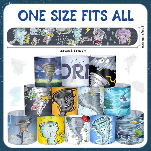 Lcnjscgo 48 PCS Tornado Slap Bracelets Party Favors, Tornado Wristbands Bracelets Goodie Bag Fillers for Tornado Birthday Party Decorations Supplies Gifts for Kids Teens Boys Girls