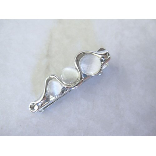 Platinum gray white stone silver metal alligator hair claw clip clamp for fine
