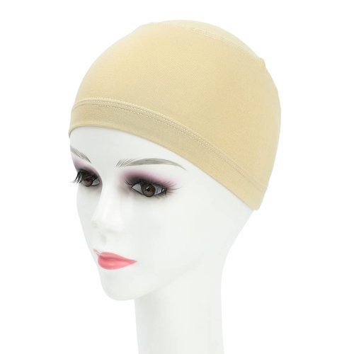 Lenaqueen Cancer Headwear for Women Adjustable Bamboo Wig Cap Chemo Soft Lace Bamboo Wigs Cap for Cancer Chemotherapy Patient (Beige)