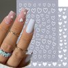 6 Sheets Valentine's Day Nail Stickers 3D Heart Nail Art Stickers Decals Black White Red Gold Silver Heart Nail Design Nail Decals Valentines Nail Supplies for Women Acrylic Nail Decoration DIY