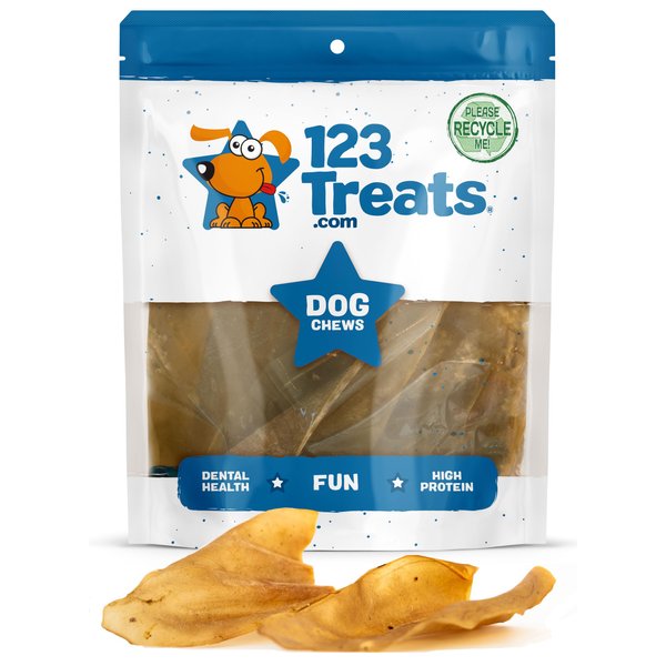 123 Treats - Dog Chews Cow Ears (10 Count) 100% Natural Animal Ears from Free Range Grass Fed Cattle with No Hormones, Additives or Chemicals