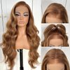 MITIMES Sunkissed Highlights Series, 13x6 Full Glueless Body Wave Lace Frontal Wig Preplucked, Ombre Honey Blonde Synthetic Lace Front Wigs, 4/27 Brown and Blonde Wigs