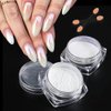 2 Boxes White Pearl Chrome Nail Powder, Mirror Effect Aurora Magic Pearlescent White Nail Powder Pigment, Glitter Nail Art, Holographic Ice Aurora Dust Nail Powder for Manicure Decorations