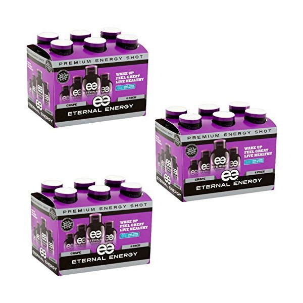 Eternal Energy Premium Energy Shot (Grape, 6 count, Pack of 3)