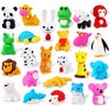 HFATMOS 24 Pcs Animal Erasers for Kids Bulk, Removable Assembly Puzzle Erasers, Novelty Pencil Erasers Classroom Students Reward Prize School Art Supplies Gift (24)