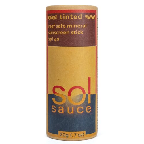 Sol Sauce Mineral Sunscreen Stick • SPF 40+ • Quality Natural Ingredient • Water Resistant • Reef Safe • Only Zinc • Kid Safe (Tinted (Light Brown))