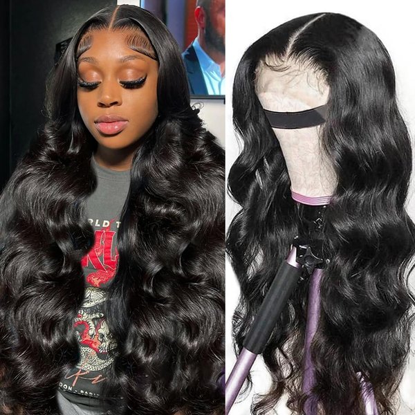 Uonoco 5x5 HD Lace Closure Wigs Human Hair Wear and Go Glueless Wigs Human Hair Pre Plucked 180% Density Body Wave Lace Front Wigs Human Hair for Women with Natural Hairline 18 Inch